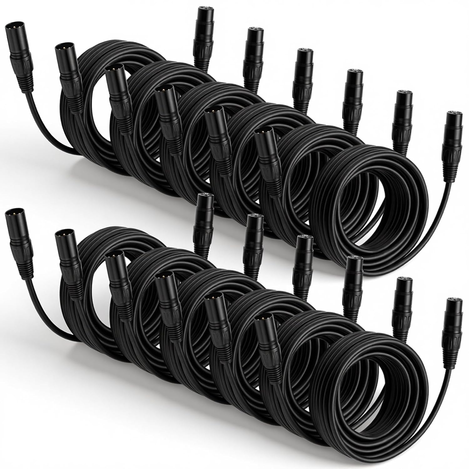 12 Pcs 25 Feet XLR Cable, 3-Pin XLR Male to Female Premium Balanced Microphone Cable, Stage Grade All Copper