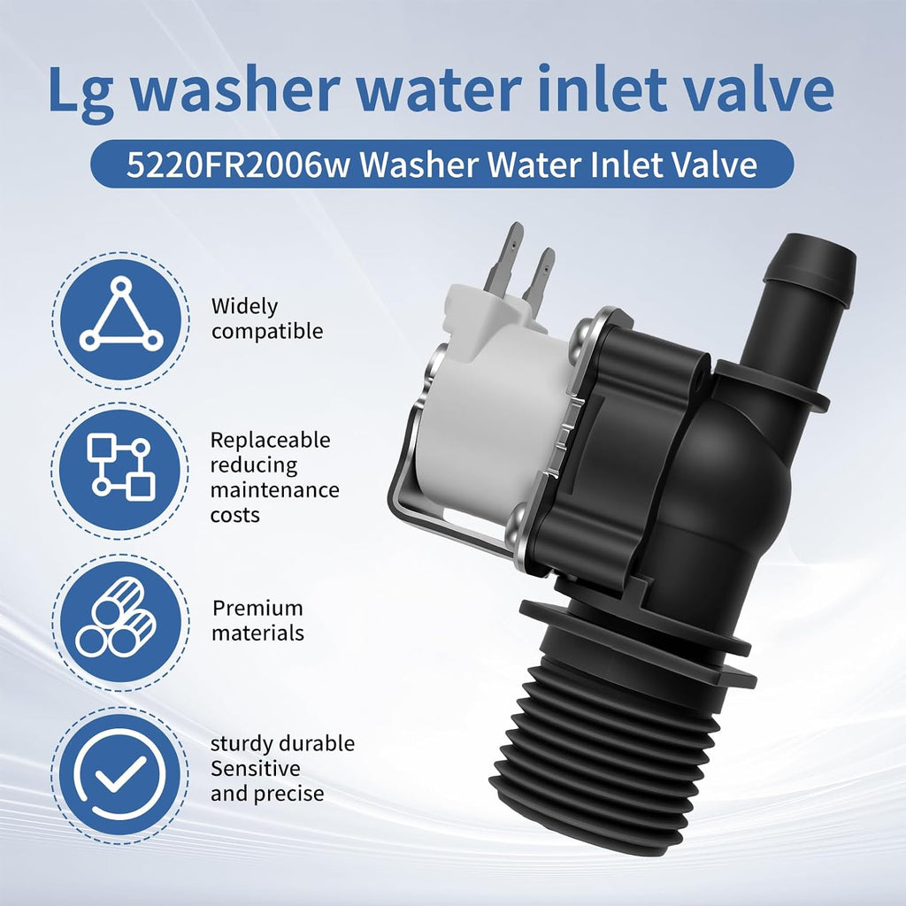 Washer Water Inlet Valve Fit for LG- WM1455HWA/00 WM3555HWA/00 WM3700HWA/01 Front-Load Washing Machine, Replace Part Number: 5220FR2006Z 4869491 AP6798392 PS12587933 EAP12587933