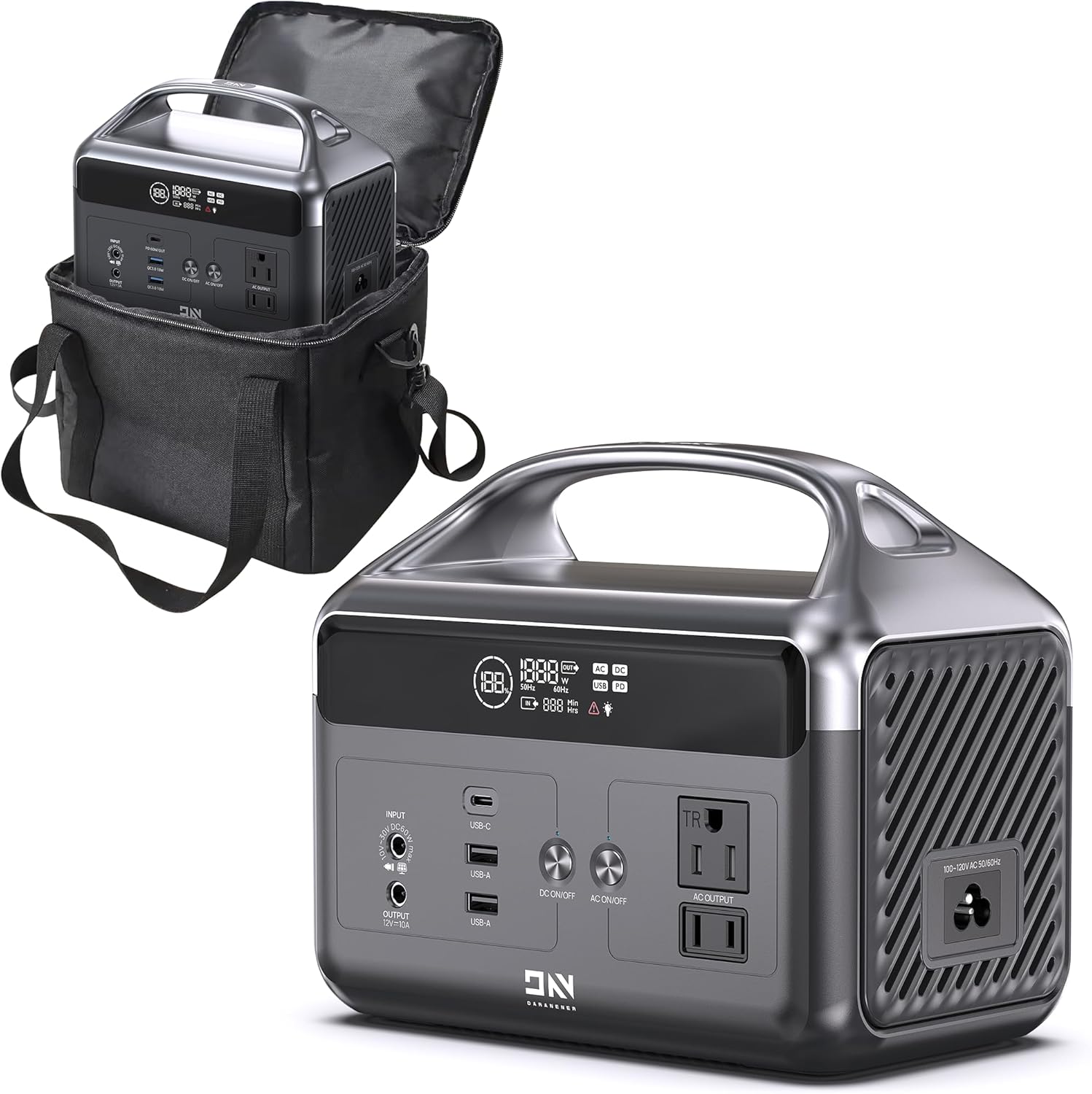 Portable Power Station 192Wh LiFePO4 Battery, Solar Generator with Storage Bag, 2×AC 300W (600W Surge), USB-C 60W PD