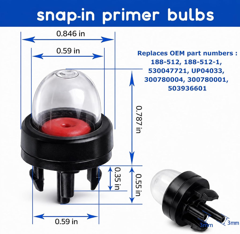 Poweka 5pc Primer Bulb Fuel Pump Compatible with S-tihl MS211 MS192T MS210 MS230 MS250 FS36 FS40 FS44 FS120 FS250 Trimmers Chainsaws, Replace 4130 350 6200