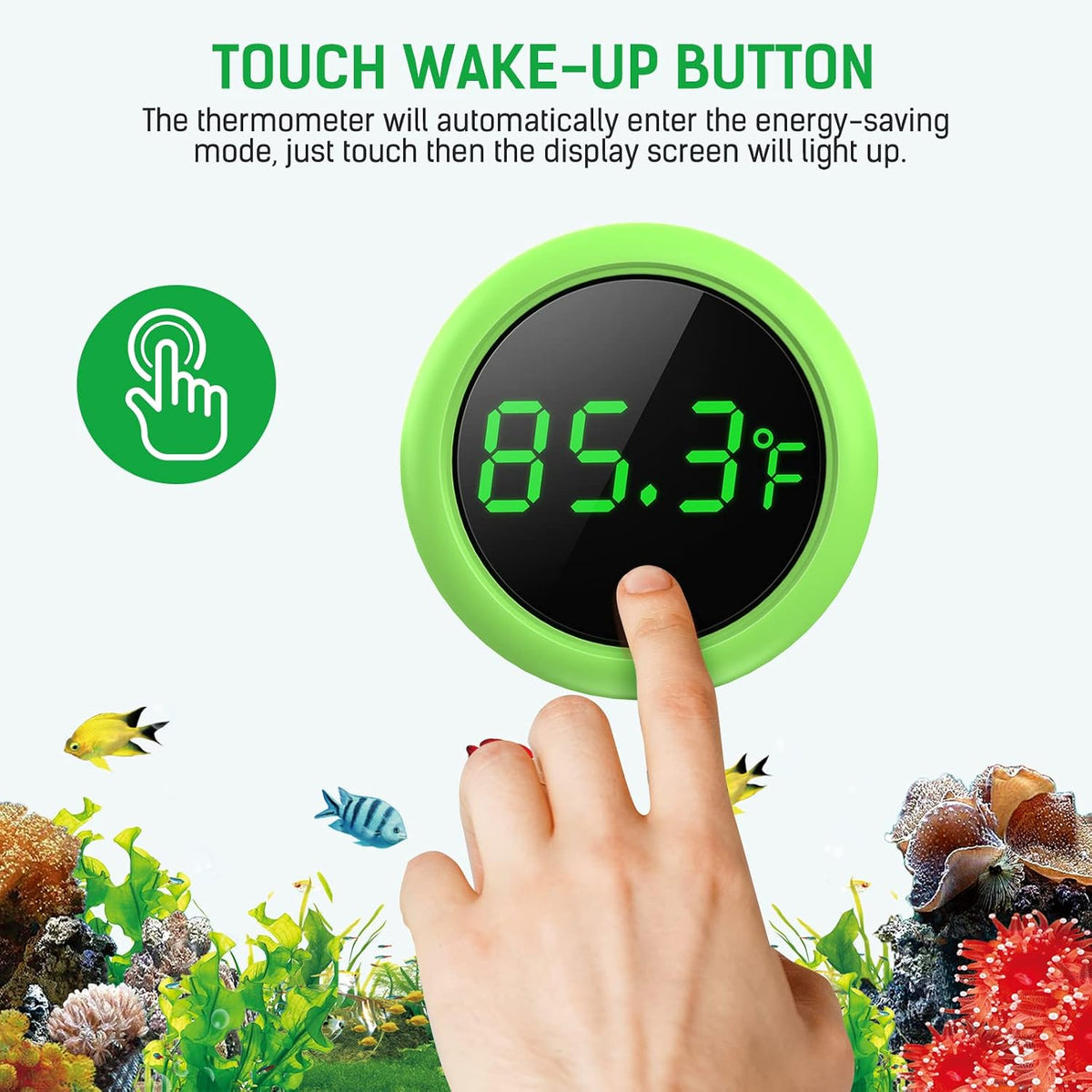 Fish Tank Thermometer, PAIZOO LED Aquarium Thermometer Digital, Green
