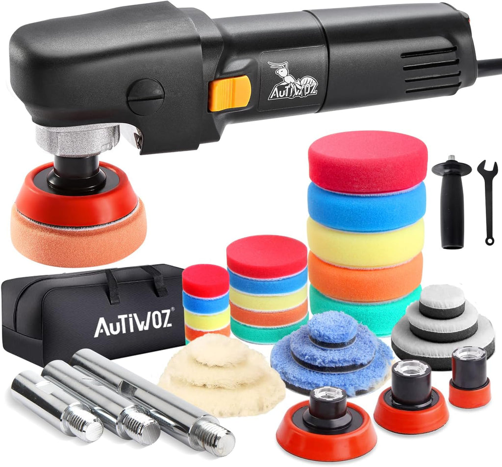 Mini Buffer Polisher, Car Polisher Waxer, 600W Rotary Polisher Machine with 33Pcs Polishing Kit, with 1" /2" /3" Base