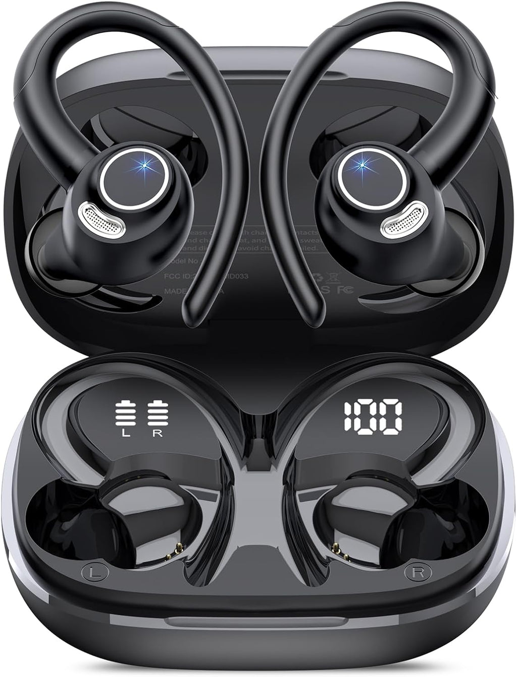 Wireless Earbuds, Bluetooth 5.4 Headphones Sport, Over Ear Buds With ENC Noise Cancelling Mic, 48H, Wireless Earphone