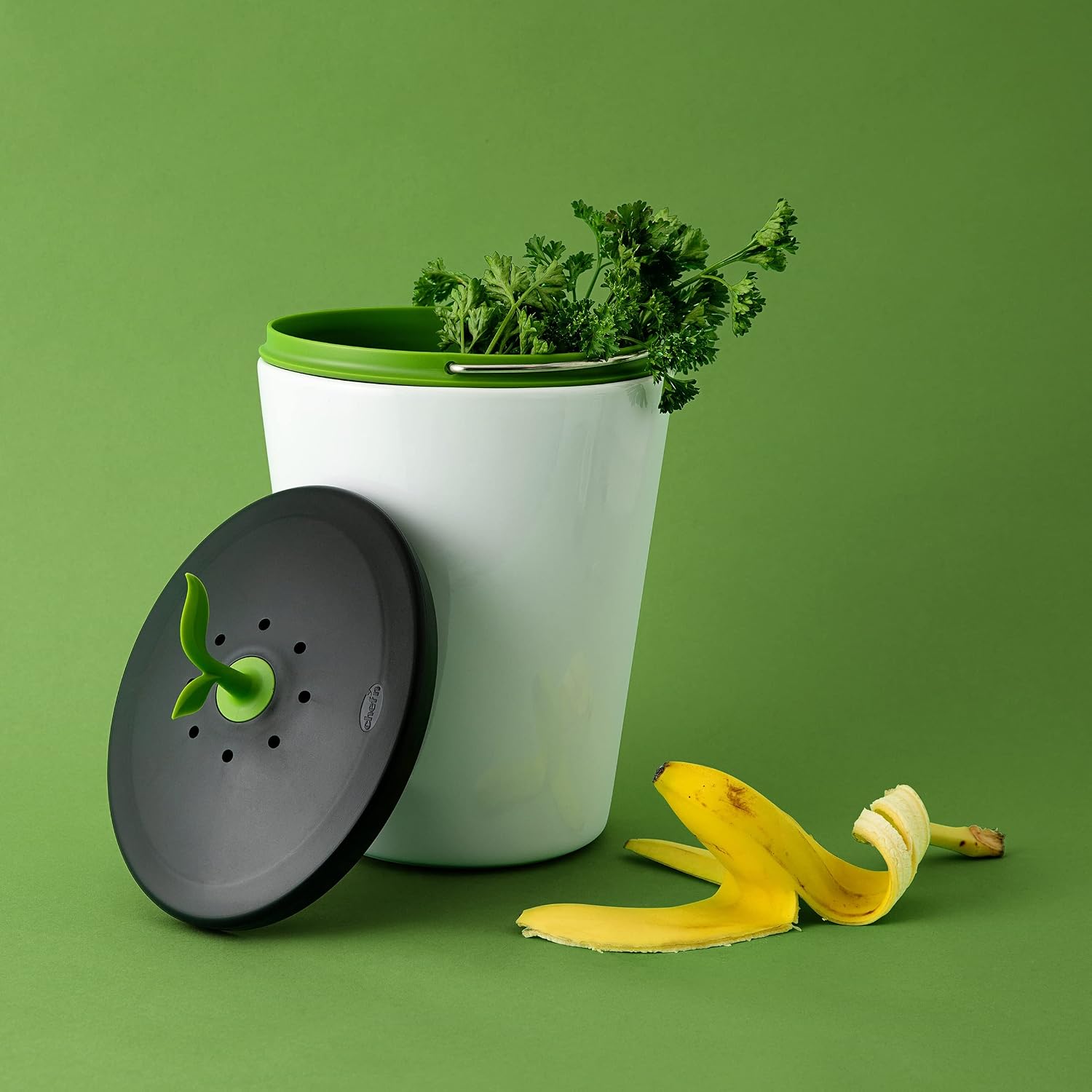 401-420-120 EcoCrock Counter Compost Bin Black and White 3.3 liter 1