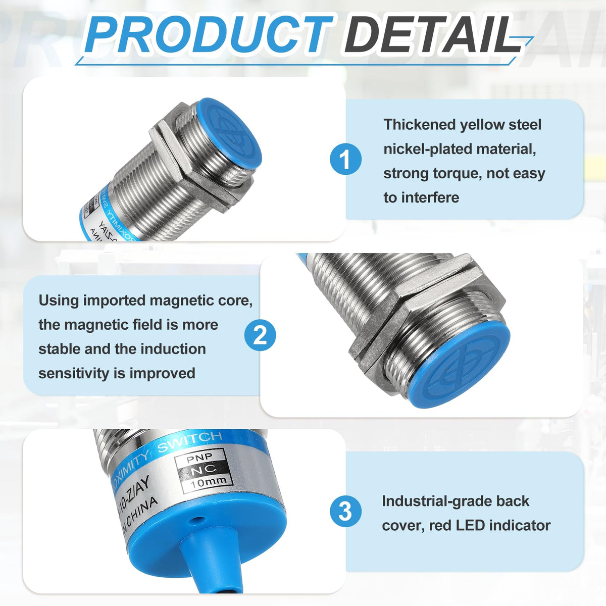 MECCANIXITY Inductive Proximity Sensor, PNP NC M30 10mm Approach Sensor