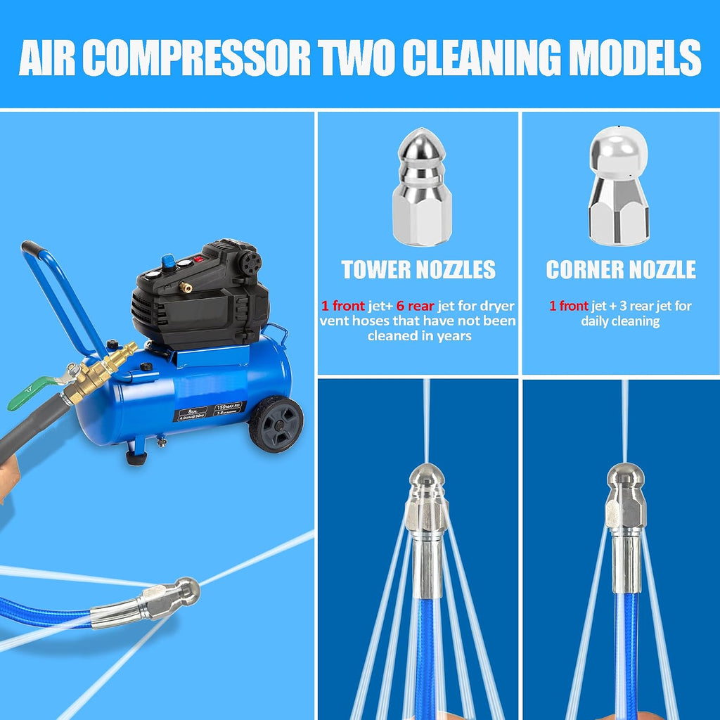 Dryer Vent Cleaner Kit 32FT, Improve Dryer Efficiency & Reduce Drying Time