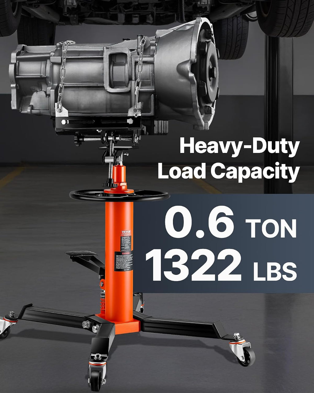 Transmission Jack, 1322 LBS Hydraulic Telescoping Transmission Jack, 32"-67" High Lift Transmission Jack Stand with