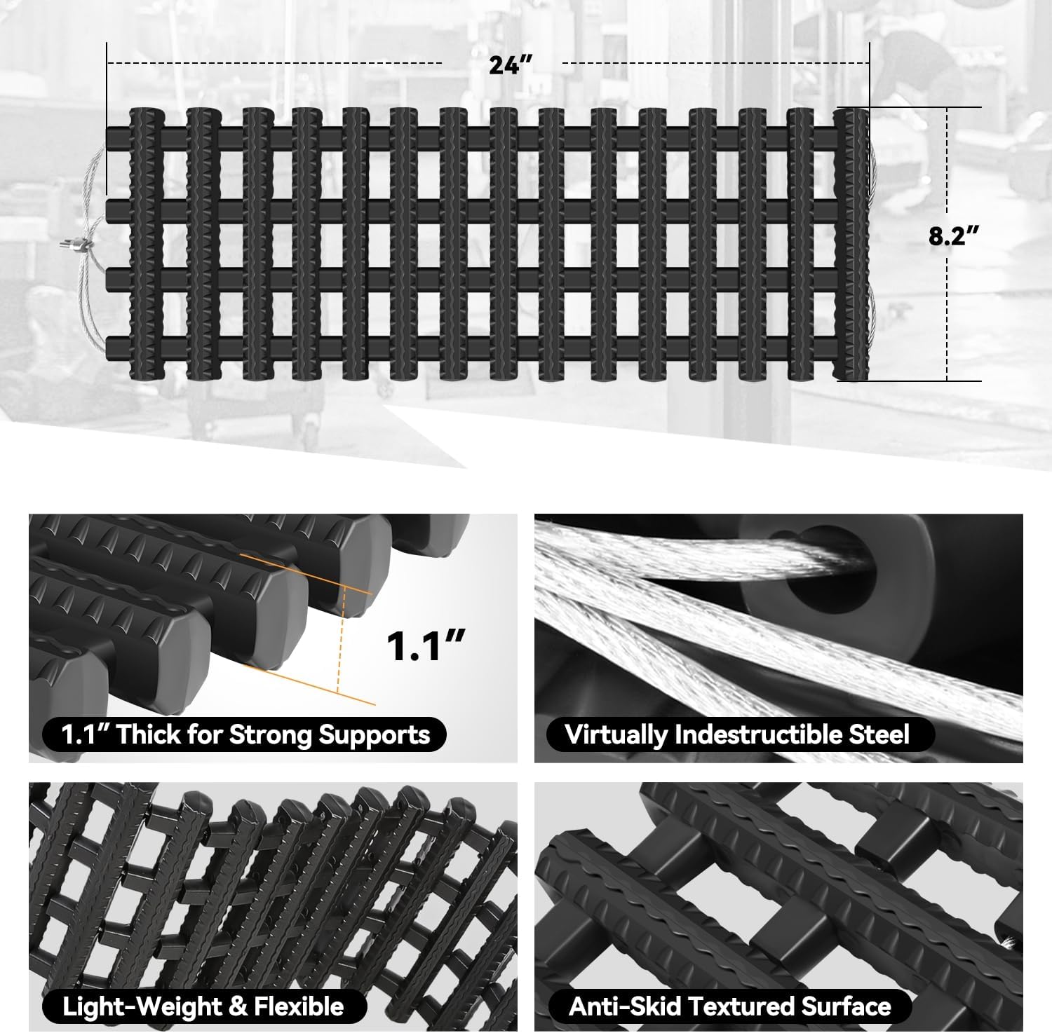 24" Traction Mat Portable Recovery Tracks Mat Traction Board Non-Slip Max Capacity Load 7-Ton Compatible with Most