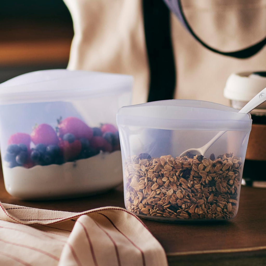Premium Reusable Silicone Food Storage Bags, 6-Pack, Clear