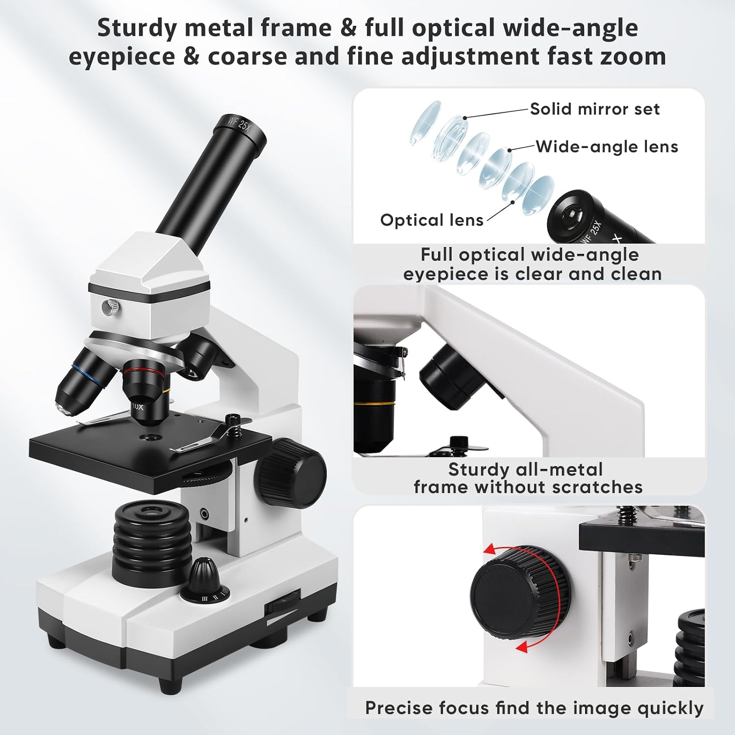 Microscope for Adults Professional:Compound Microscope for Kids 8-12,100X-2000X Kids Microscope Kit with Prepared