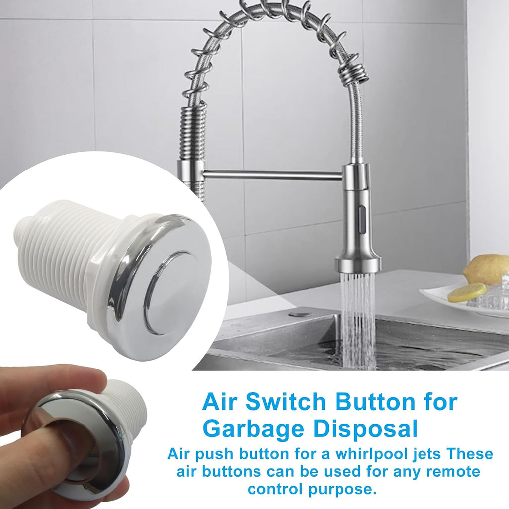 Hot Tub Air Switch Kit, Polished Chrome Button with 1M Hose