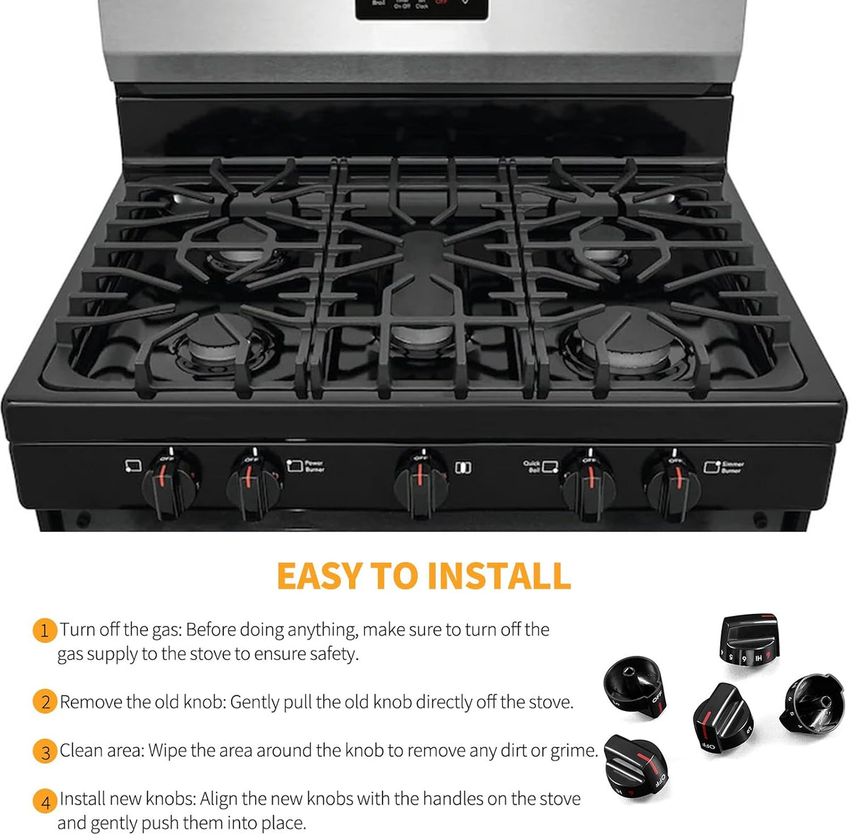 Allstare Upgraded 5304507386 Stove knobs Replacement for Frigidaire Stove Parts Gallery Oven Knobs FGGF3035RFA LFGF3052TFA Frigidaire 30" Gas Range Parts Cooktop Burner Control Knobs 1 Pc