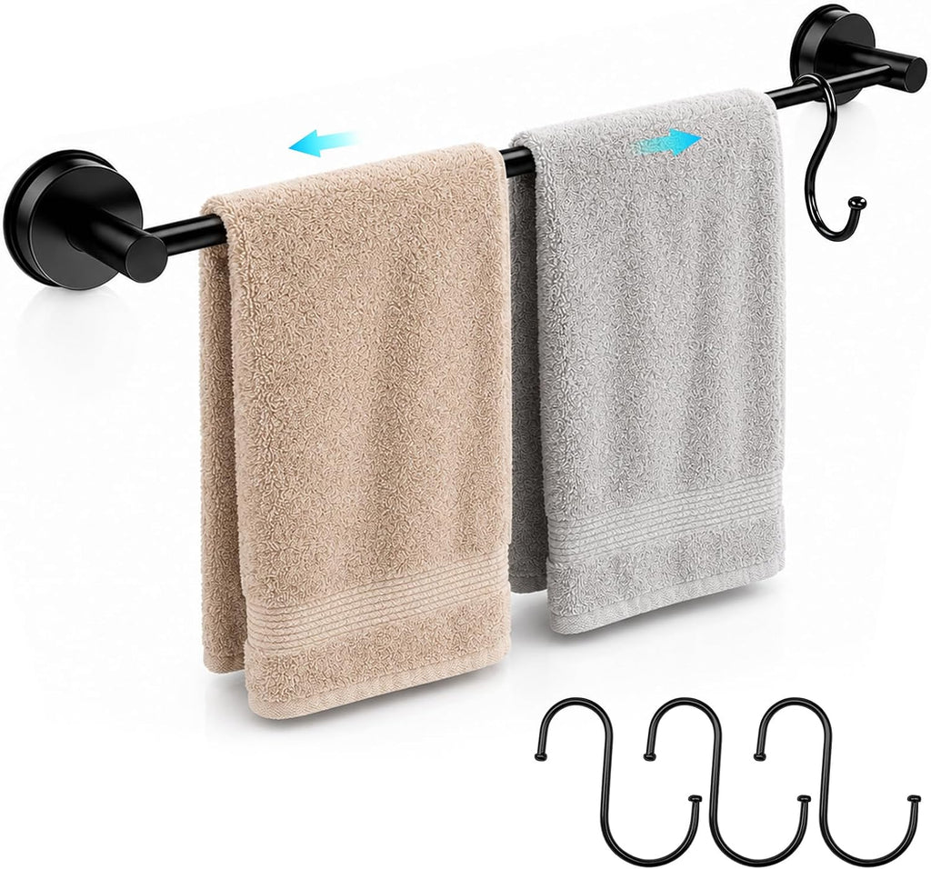 Adjustable Suction Cup Towel Bar – Towel Racks for Bathroom, 13.6-25 Inch, Stainless Steel Bathroom Towel Holder with