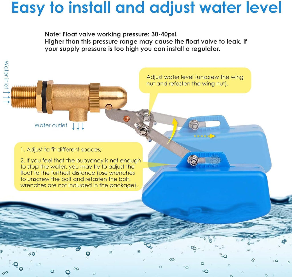 Brass Float Valve 1/2 Inch, Water Tank Float Valve Auto Fill