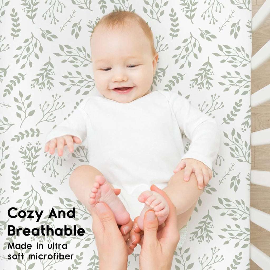 Baby Crib Sheets for Boys Girls, Fitted Crib Sheet 2 Pack for Standard Crib and Toddler Mattress, Super Soft