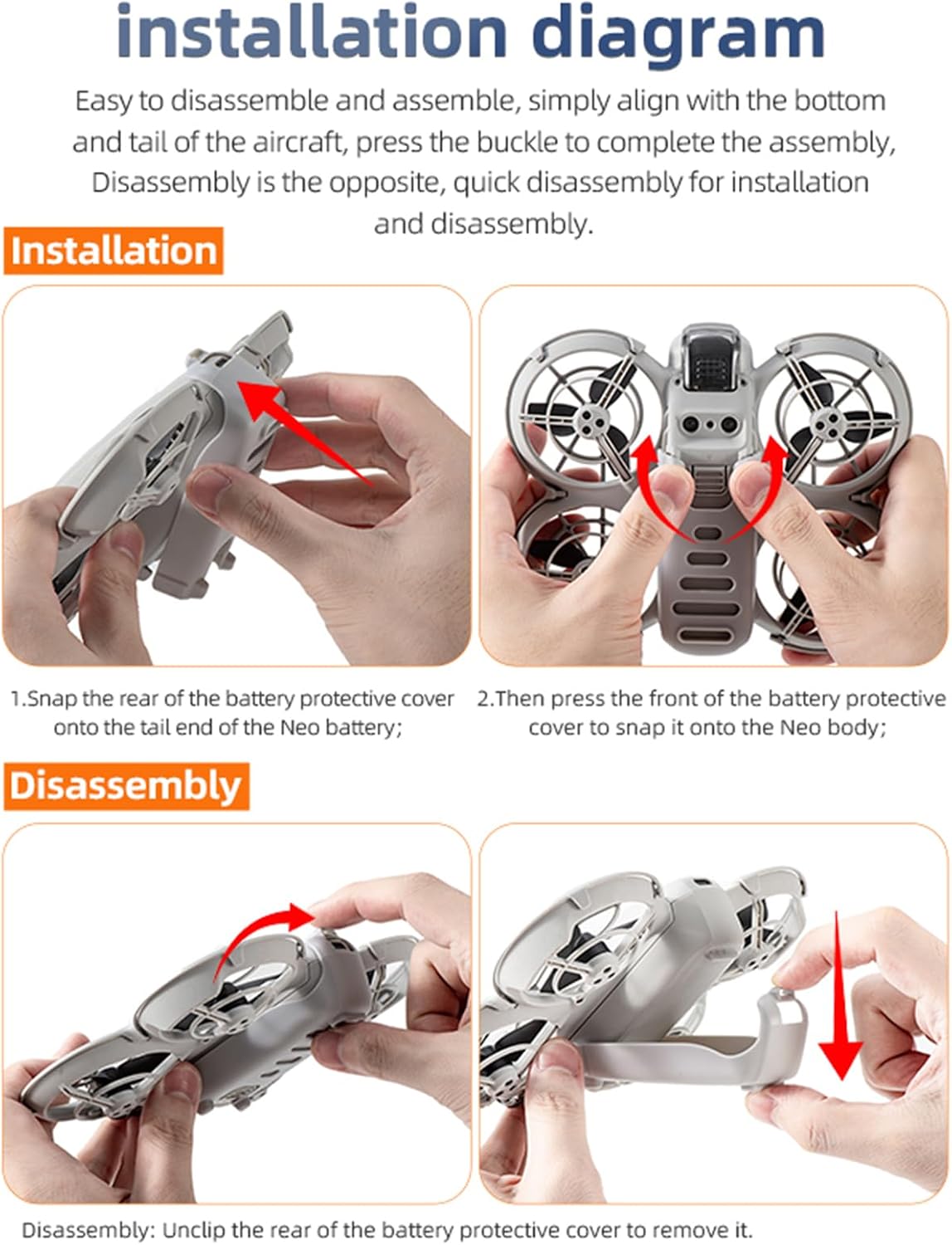 Landing Gear for DJI Neo Drone Battery Protection Case Cover Quick Release Extension Leg Heightening Bracket