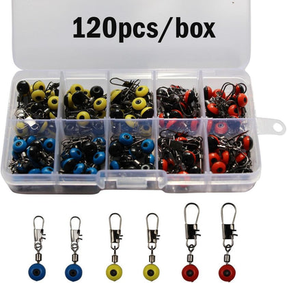 Fishing Line Sinker Slides Fishing Float Connector Rolling Swivels with Interlock Snaps Red/Yellow/Blue