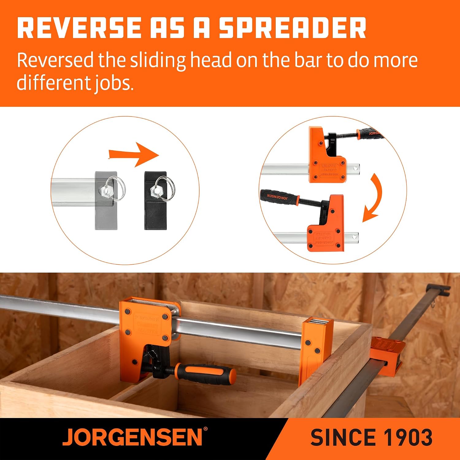 18-inch Bar Clamps Set, 2-pack Cabinet Master 90° Parallel Clamps | Steel Jaw Bar Clamps for Woodworking, 1500 lbs