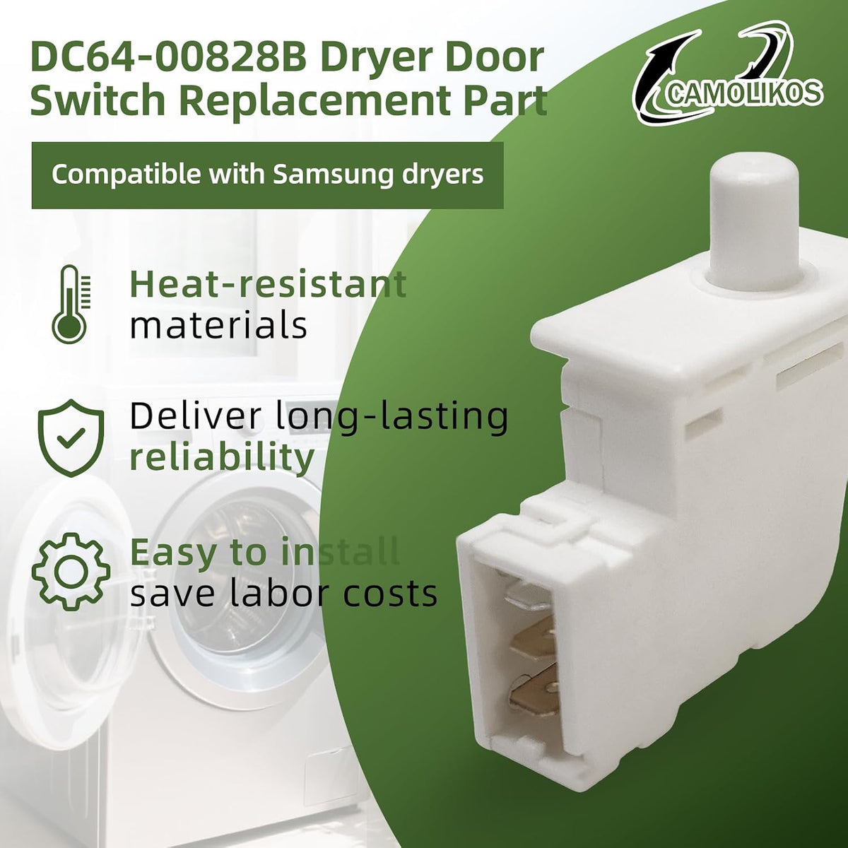 DC64-00828B Dryer Door Switch Compatible with Samsung Dryers