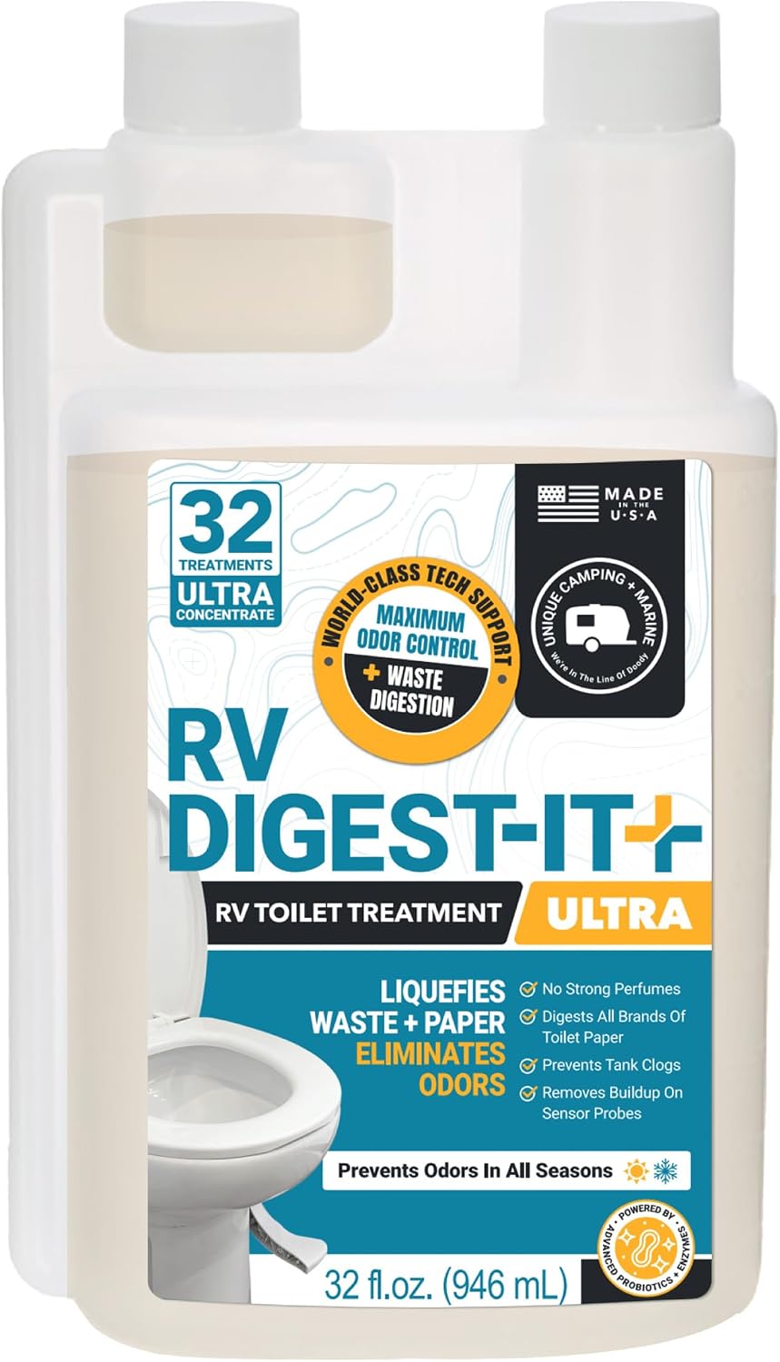 RV Digest-It Ultra Liquid RV Toilet Treatment, 32 Uses | Strong easy-measure liquid controls odors & quickly digests