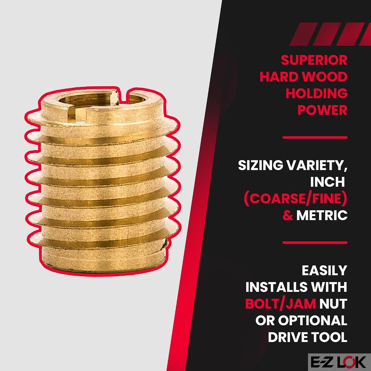 E-Z LOK Knife Thread Insert for Hard Wood, M5-0.8, 0.500 in, 10 ct