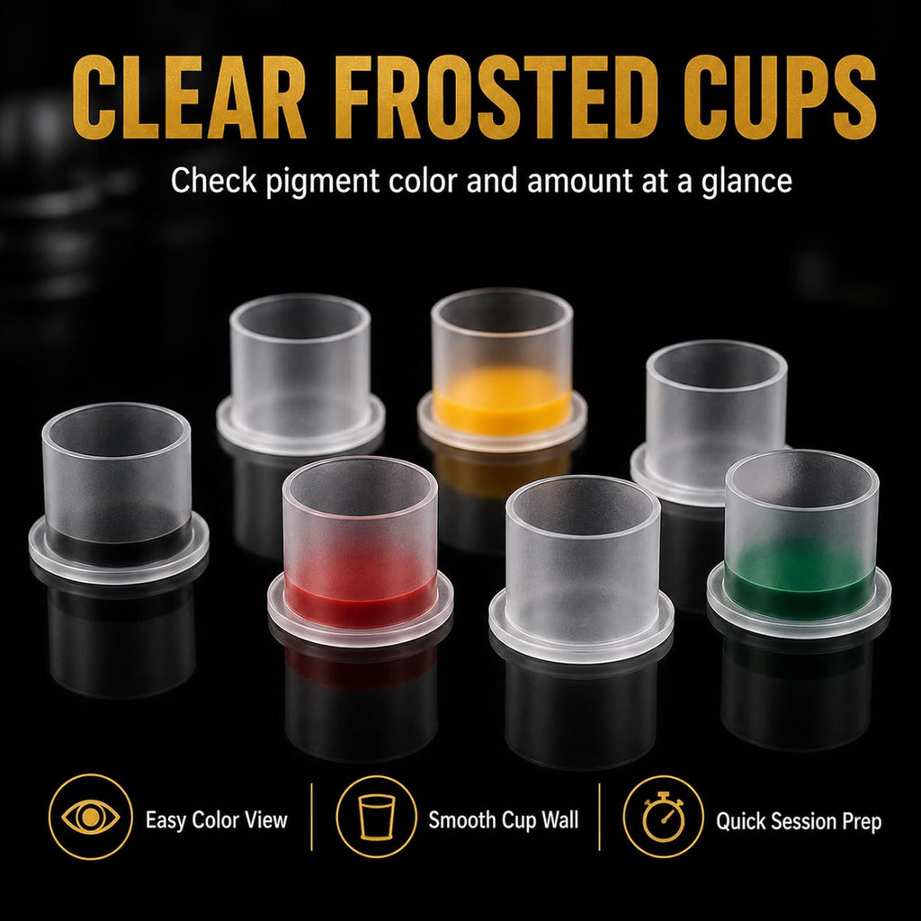 250Pcs Tattoo Ink Caps with Base #20mm X-Large, Clear Disposable Ink Cups for Permanent Makeup, Extra Wide