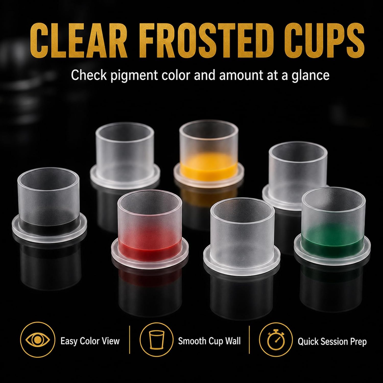 250Pcs Tattoo Ink Caps with Base #20mm X-Large, Clear Disposable Ink Cups for Permanent Makeup, Extra Wide