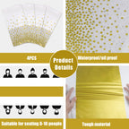 4 Pack Disposable Plastic Table Cloths for Parties,White and Gold Rectangle Table Covers for Fall Decor Wedding
