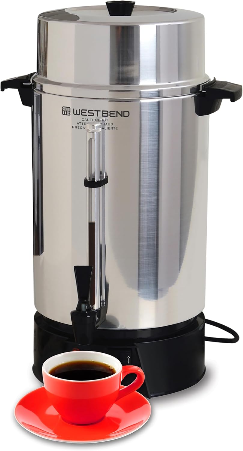 Commercial Coffee Urn Highly-Polished Aluminum NSF Approved Features Automatic Temperature Control Large Capacity