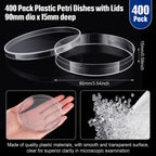 400 Pcs Petri Dishes with Lids Bulk Sterile Plastic, 90mm X 15mm