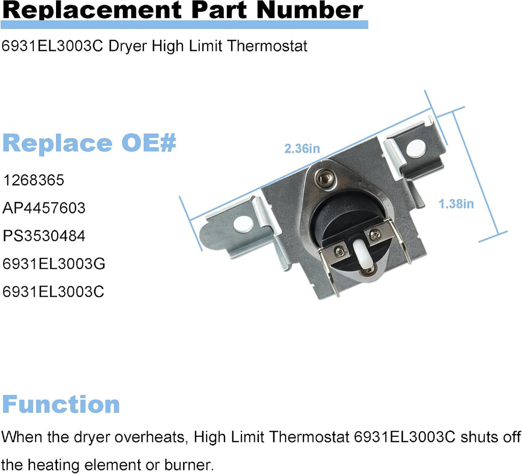 AP4445168 Dryer Thermistor and Thermostat Kit Replacement for LG Dryer