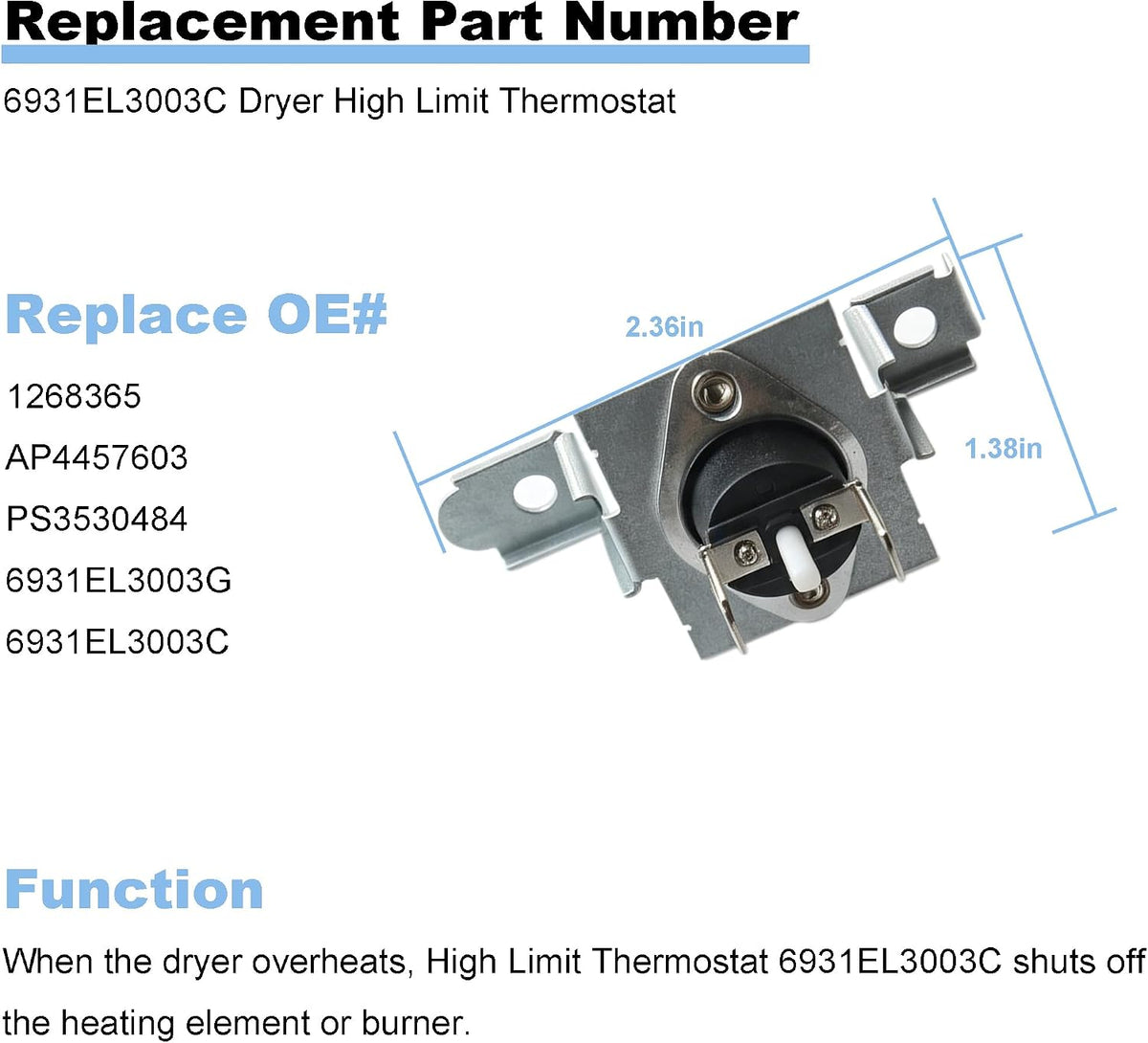 AP4445168 Dryer Thermistor and Thermostat Kit Replacement for LG Dryer