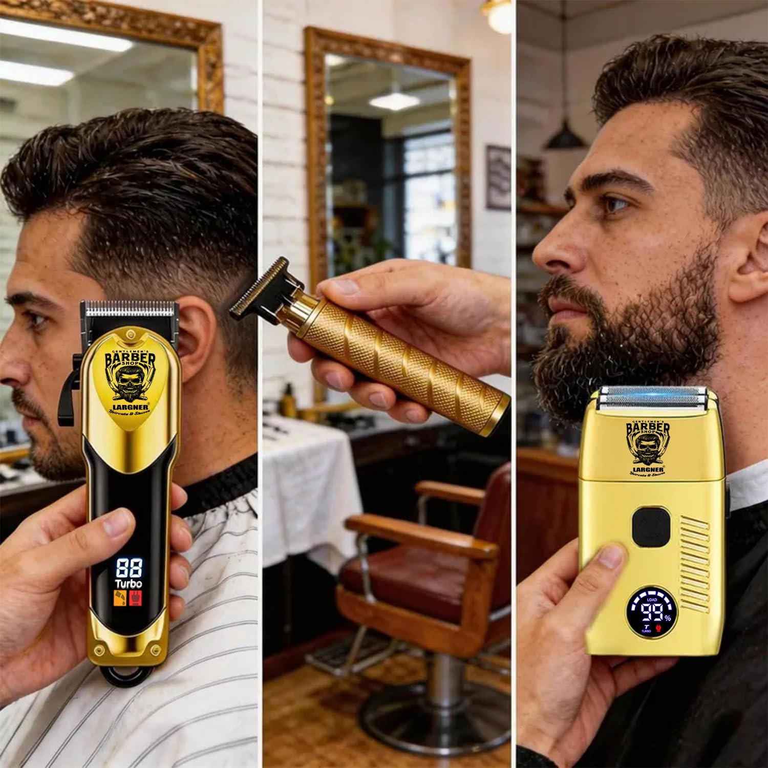Hair Clippers for Men Professional, Cordless Beard Trimmer & Electric Razor Shavers for Men, Rechargeable 3 Piece