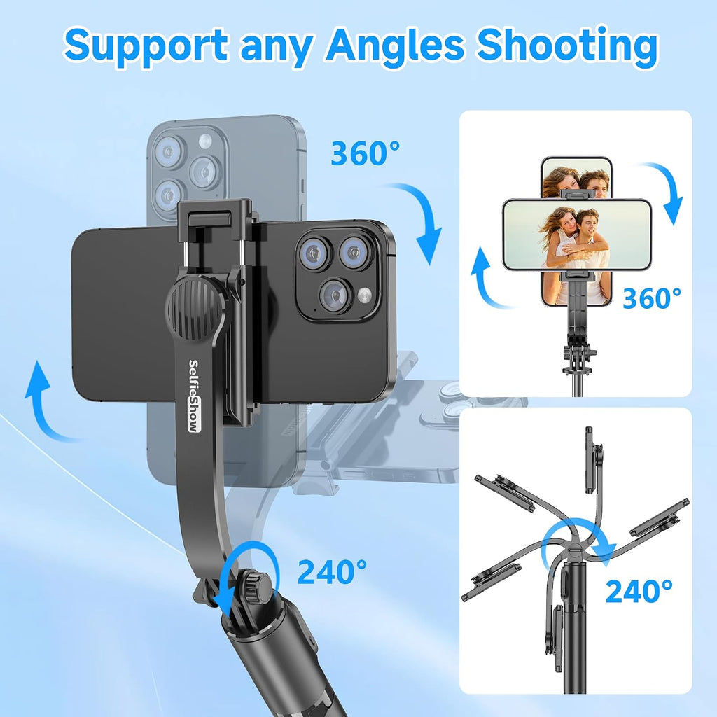 Selfie Stick, Extendable Selfie Stick Tripod with Wireless Remote and Tripod Stand, Portable, Lightweight, Compatible