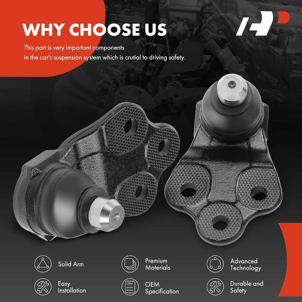 A-Premium Front Lower Ball Joint - Forge Steel, Compatible with Jeep & Fiat