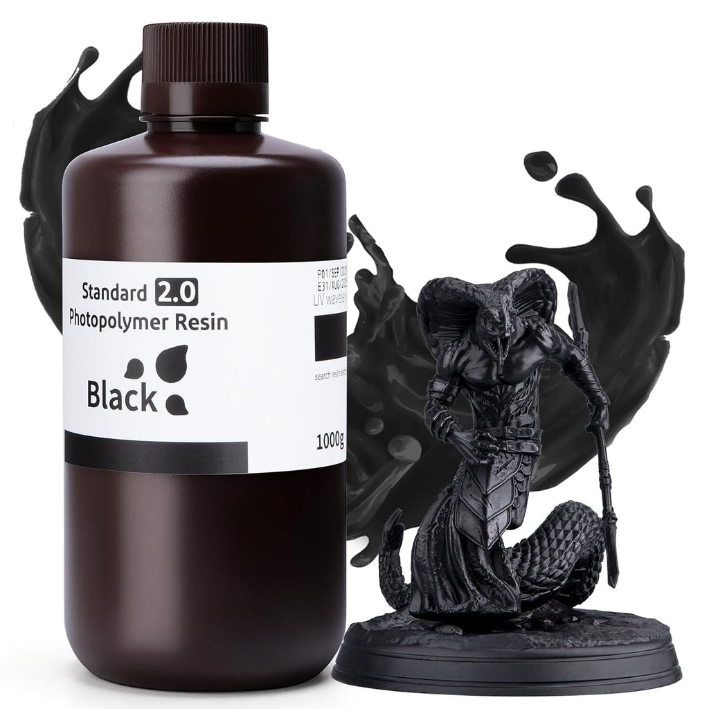 Upgraded Standard 3D Printer Resin 2.0, High Precision, Low Odor, Higher Toughness, 405nm UV Curing Photopolymer