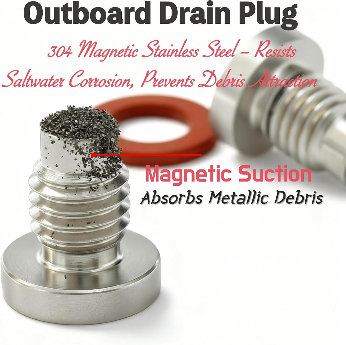 2-Pack Magnetic & Non-Magnetic Drain Screw Set for Yamaha Outboard