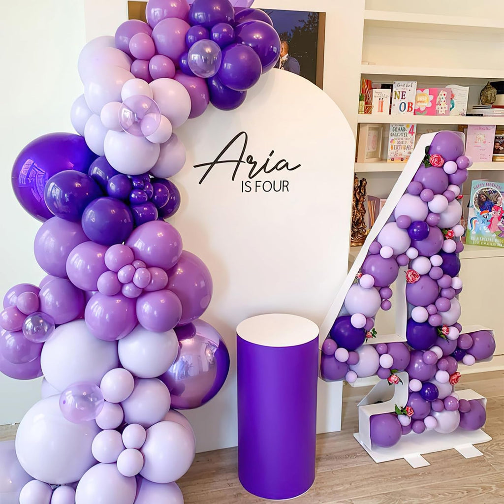 Purple Balloon Arch Kit Garland 142pcs Different Sizes of 18 12 10 5 Inch Dark Royal Light Pastel Metallic Purple