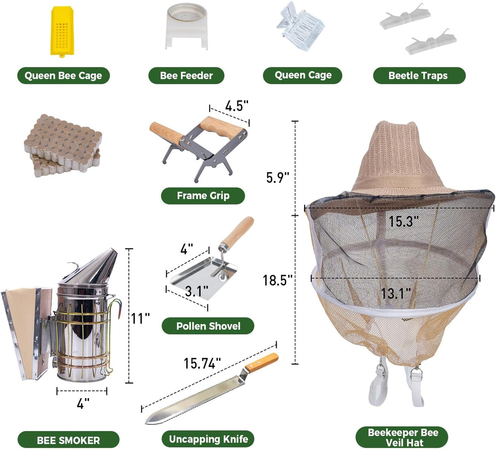 Beekeeping Supplies Bee Keeper Starting Kit 24 Pcs Beekeeping Tool Kit Bee Smoker Kit Including Beehive
