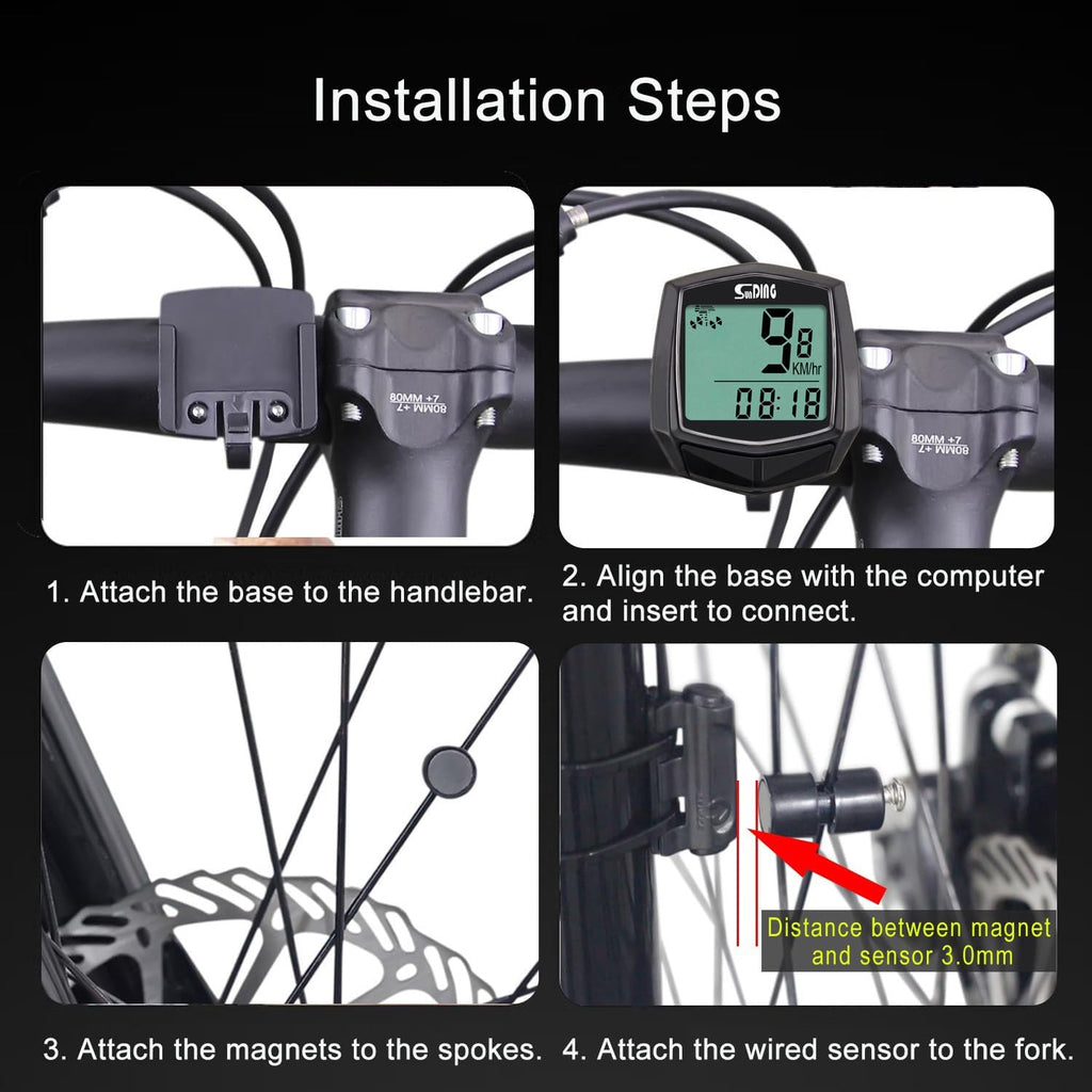 Bike Computer, Bike Speedometer and Bicycle Odometer Waterproof Cycling/Cycle Computer with LCD Display, Automatic