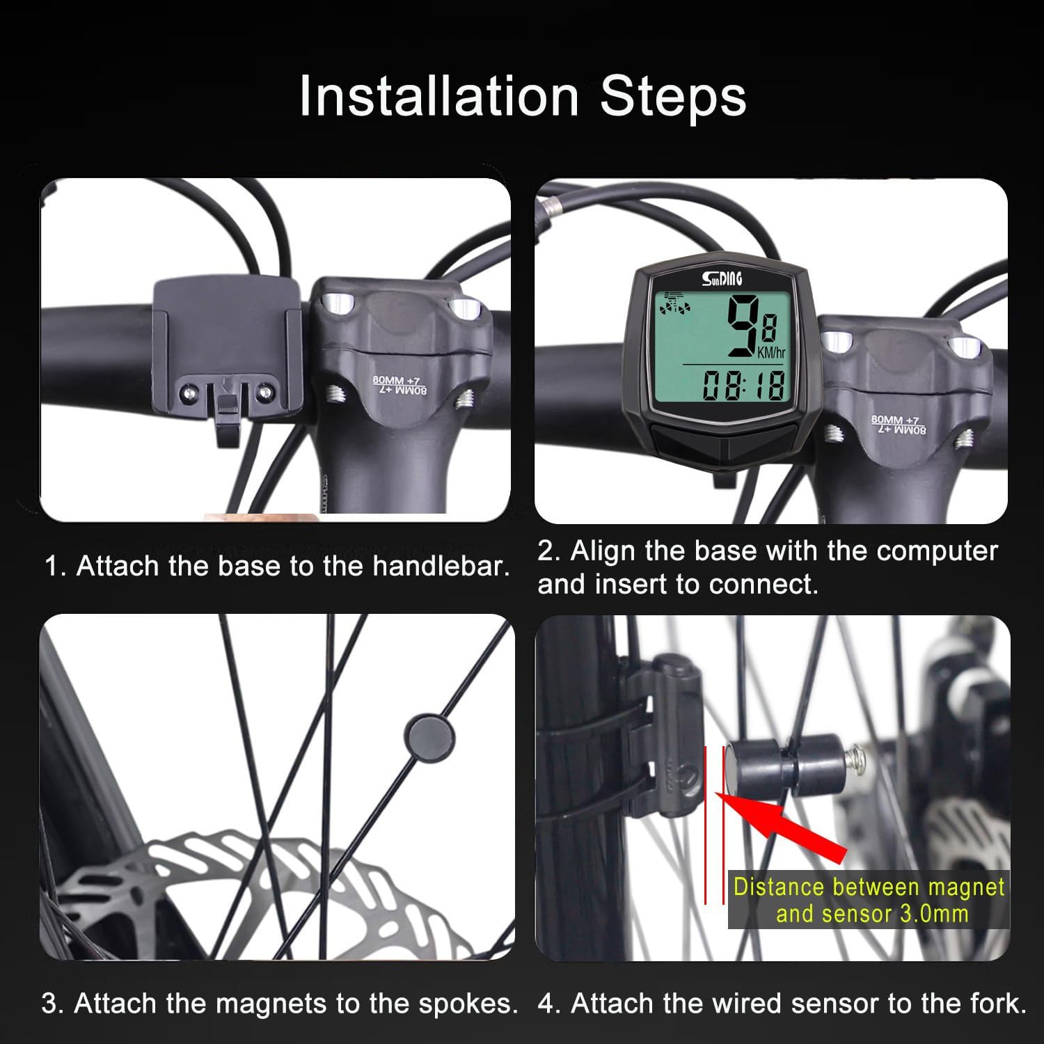 Bike Computer, Bike Speedometer and Bicycle Odometer Waterproof Cycling/Cycle Computer with LCD Display, Automatic