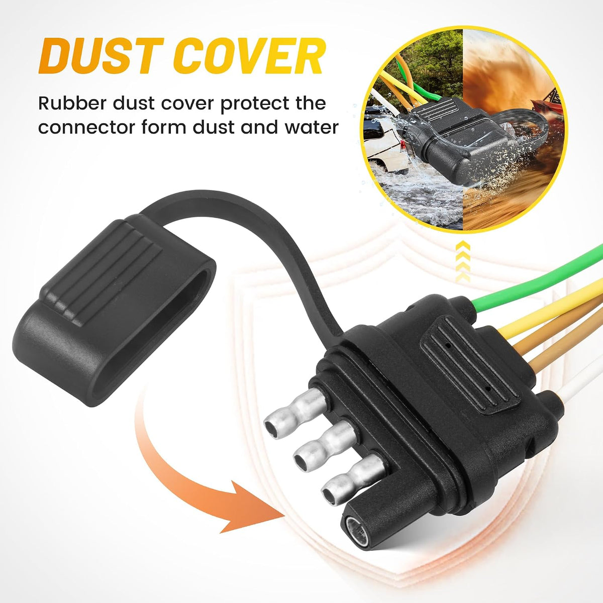 4 Pin 5 Wire Trailer Wiring Harness - 50FT for Rewiring Both-Side Taillights, Pure Copper Wish-Bond Trailer Light Kit