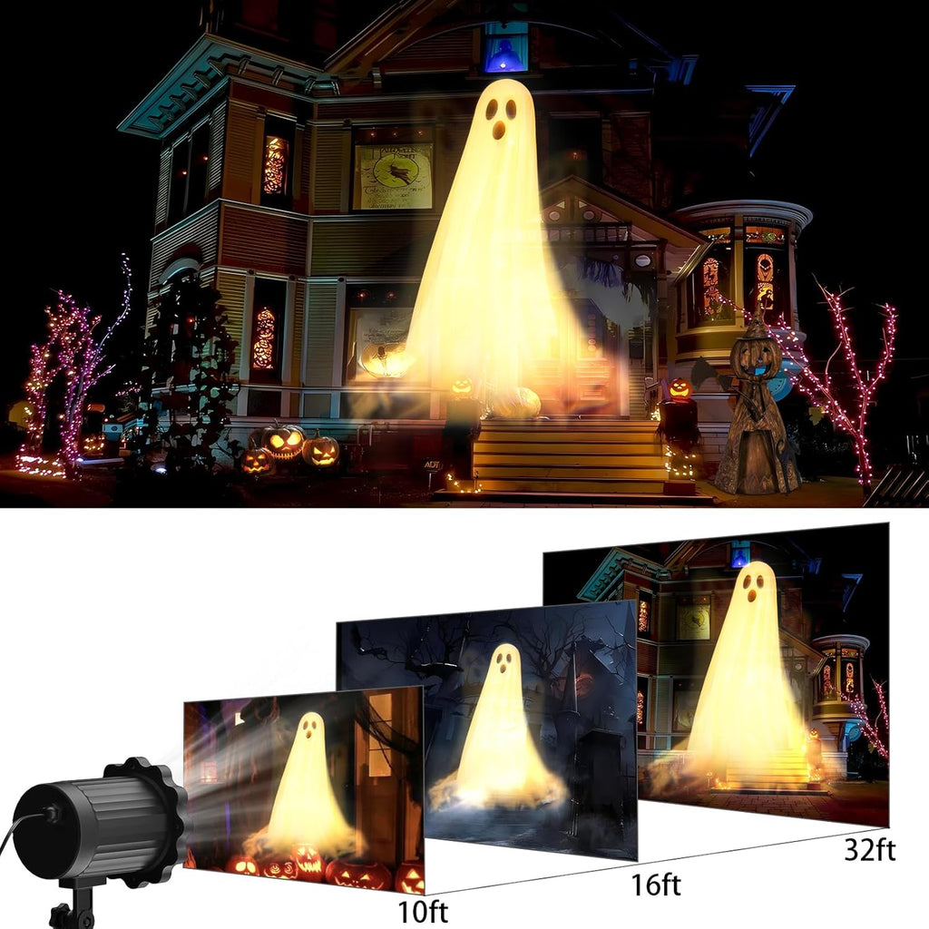 Halloween Projector Lights Outdoor,3D Dynamic Ghost Decorations Light,2026 Upgraded Clearer Ghost HD Patterns,Night
