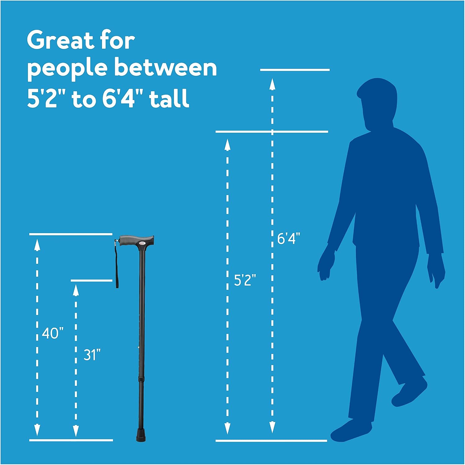Health Brands FGA52000 Black Soft Grip Derby Cane