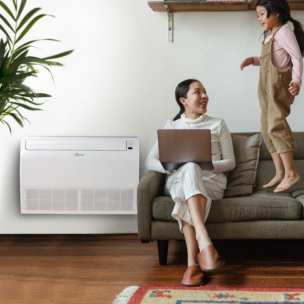 Floor Ceiling Mount Mini Split AC/Heating System, White, 24000 BTU