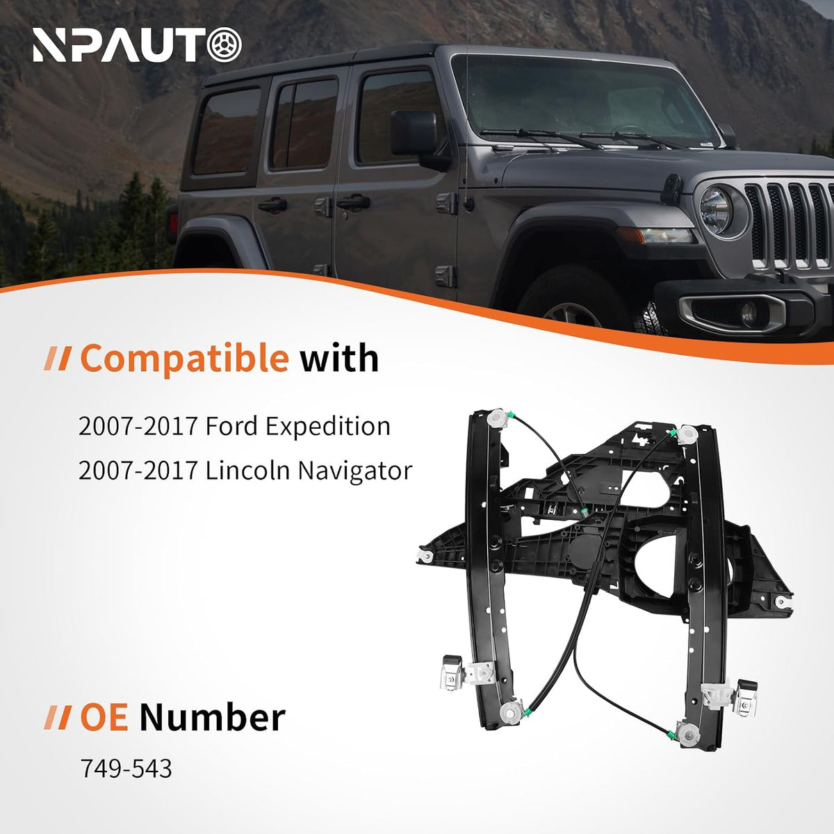 Front Right Power Window Regulator with Panel Without Motor for Expedition