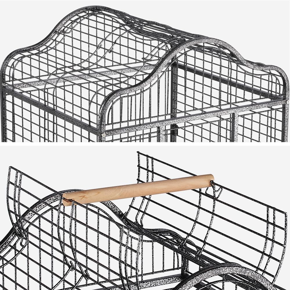Extra Large Bird Cage 63'' Open Play Top Bird Cage for African Grey Parrots/Amazon Parrot/Caiques/Macaw with 360° Wheels