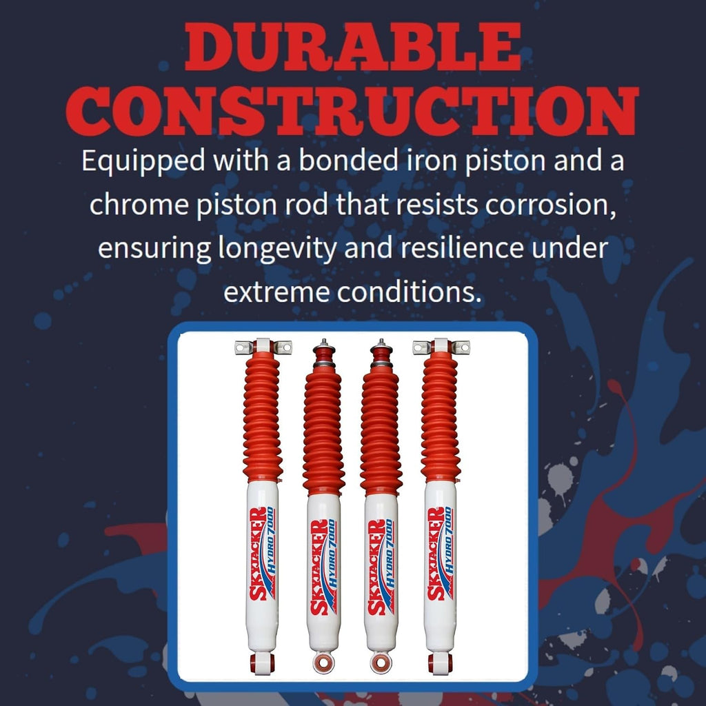 TrendsAuto Set of Hydro 7000 Series Front & Rear Hydraulic Action Shocks fits 2007 2018 Wrangler JK & Rubicon 2WD 4WD with 1-2.5” Front & 2-3.5” Rear Lift | Durable Design | Velocity-Sensitive Valving