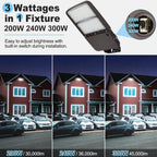 LED Parking Lot Light 300W/240W/200W Adjustable with Dusk to Dawn