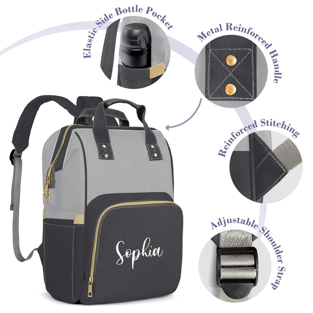 Custom Diaper Bag with Name Personalized Mommy Backpack